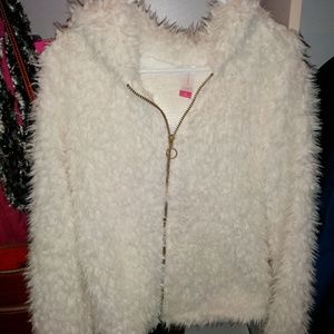White fuzzy jacket